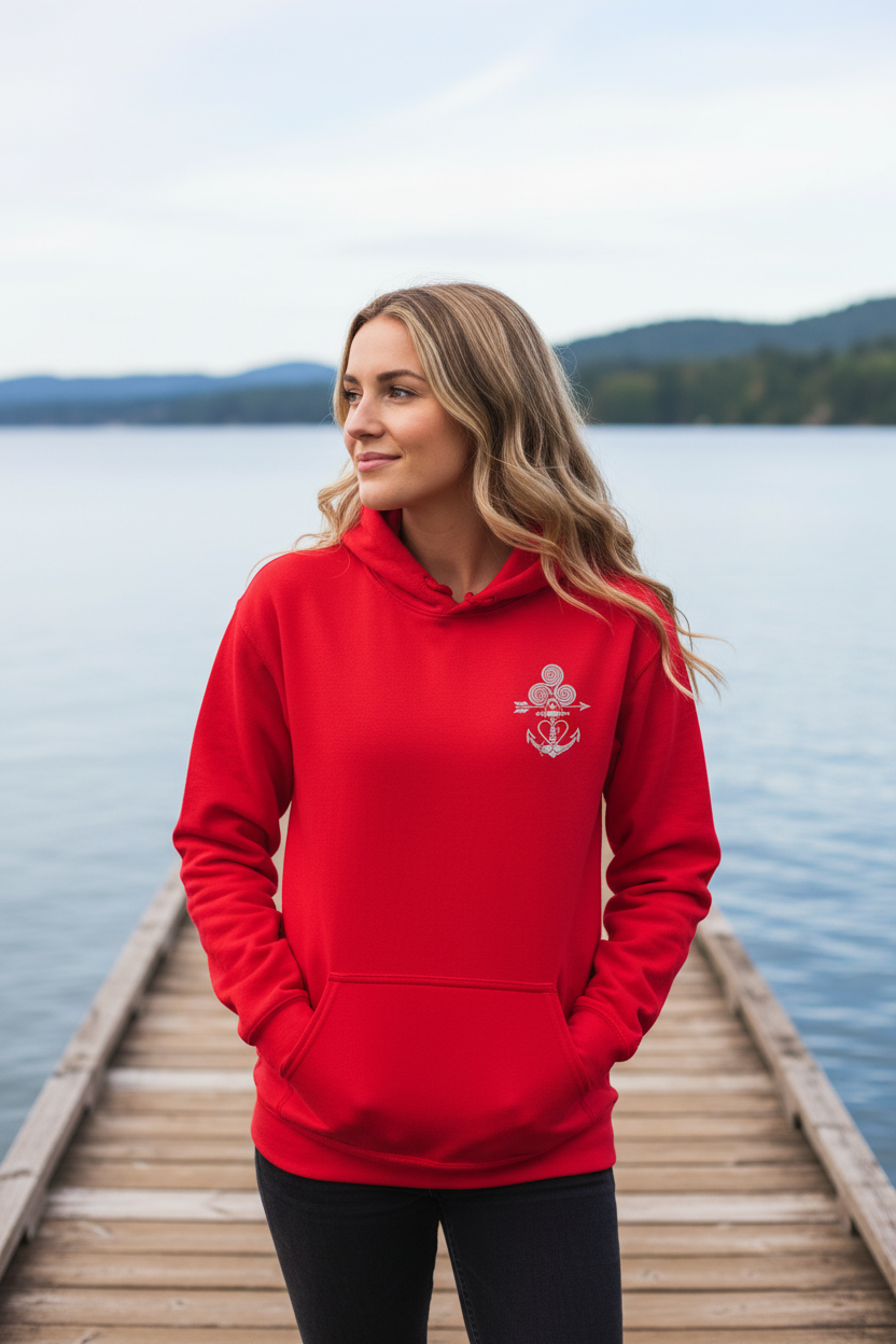 Tatoo AnchorArrowTriskelionHeart Embroidery Unisex Hoodie - Alivwood