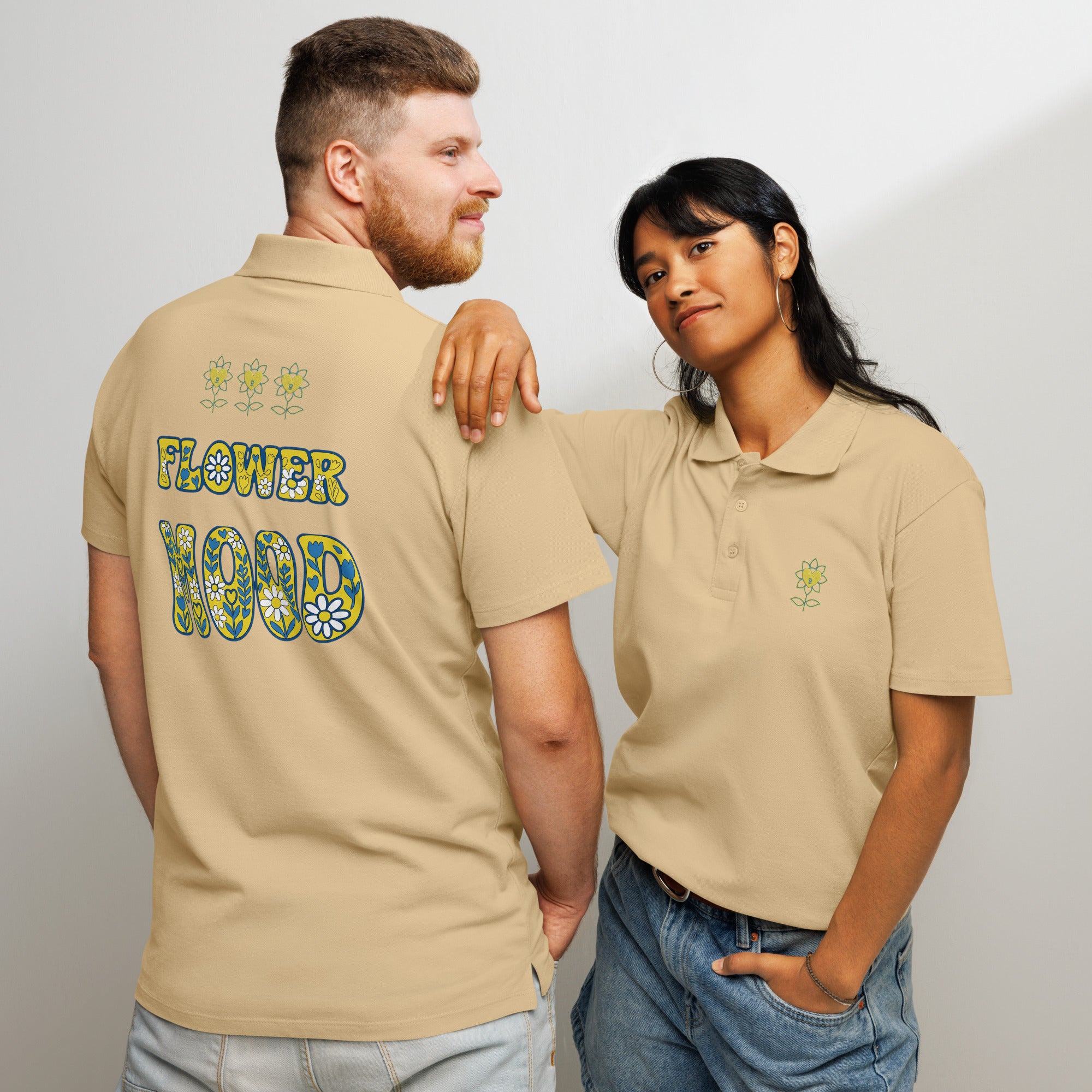 FlowerMood Premium pique polo shirt - Alivwood