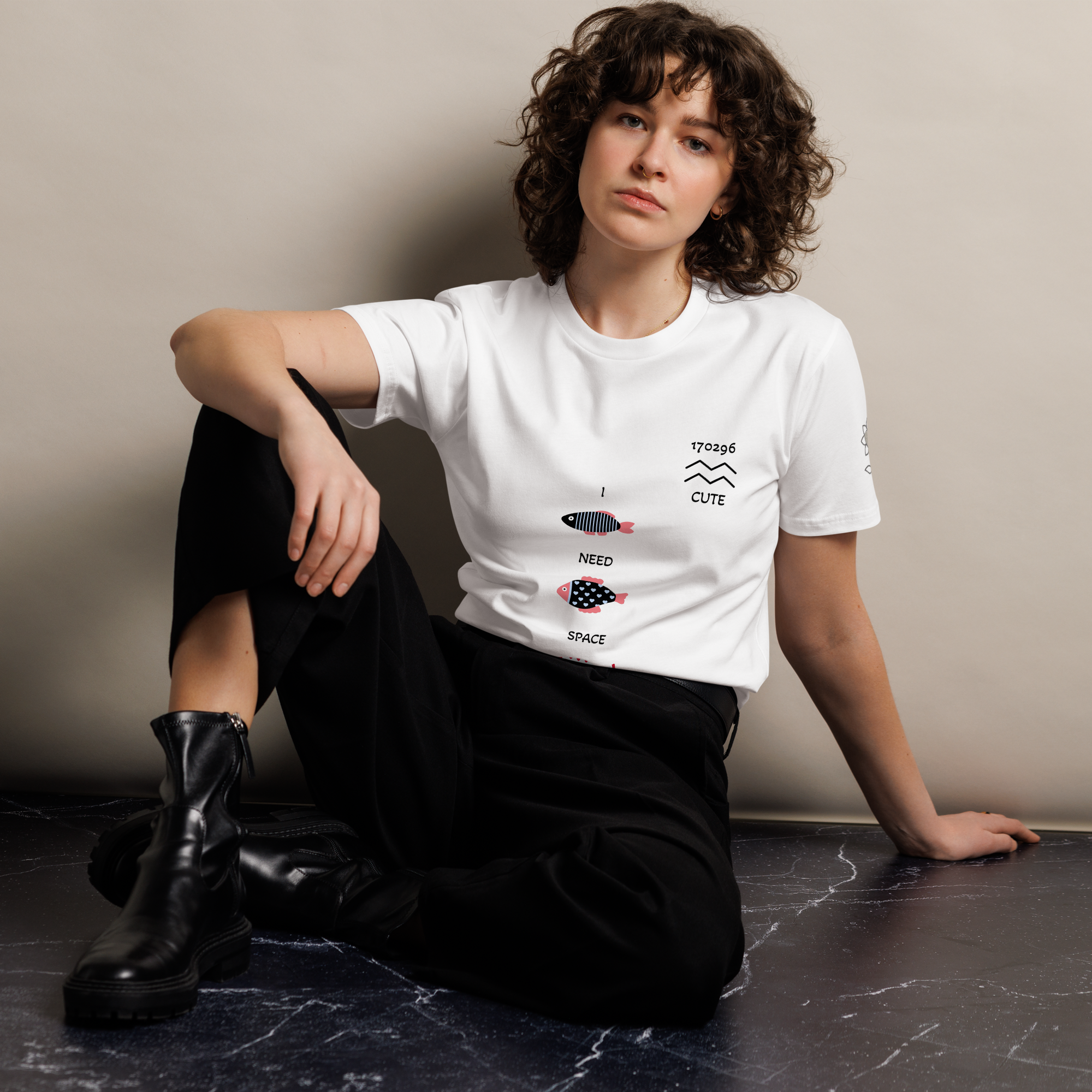 Cute Aquarius Need Space white Unisex premium t-shirt - Alivwood