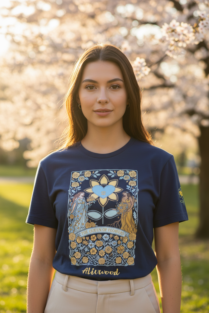 Queen of Flowers Tarot Unisex t-shirt - Alivwood