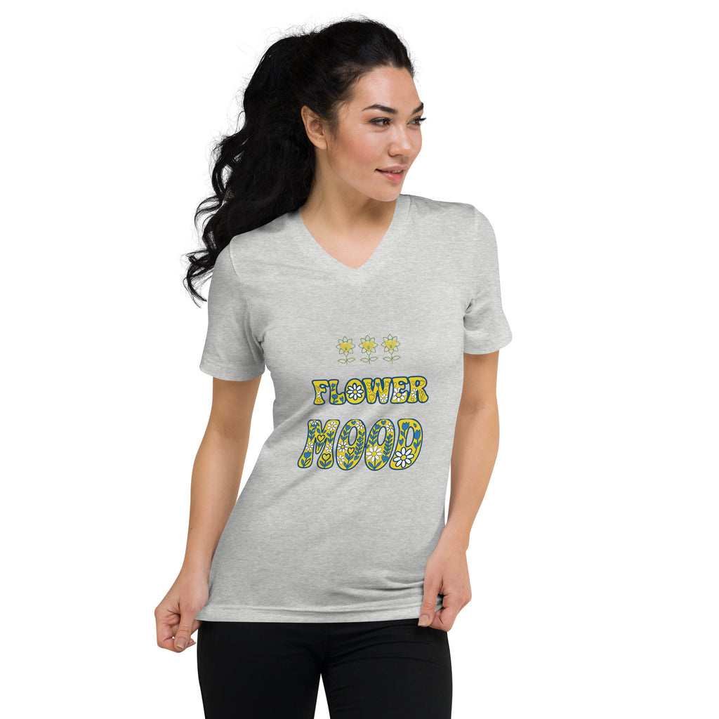 FlowerMood Unisex Short Sleeve V-Neck T-Shirt - Alivwood