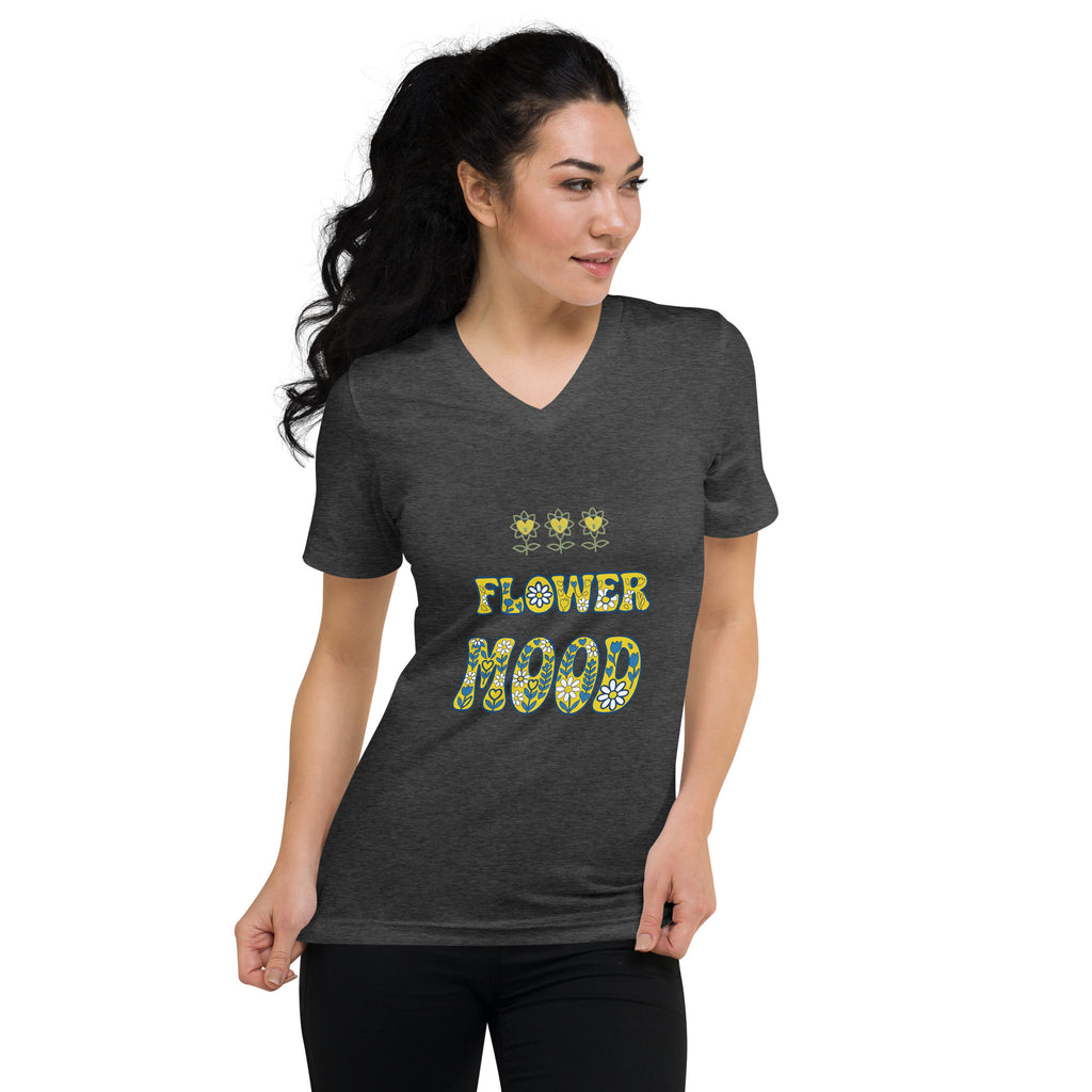 FlowerMood Unisex Short Sleeve V-Neck T-Shirt - Alivwood