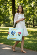 BrightBelieveBloom Light Cyan Oversized weekender bag - Alivwood