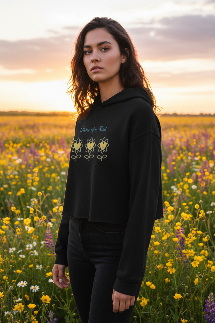 3Flowers Crop Hoodie - Alivwood