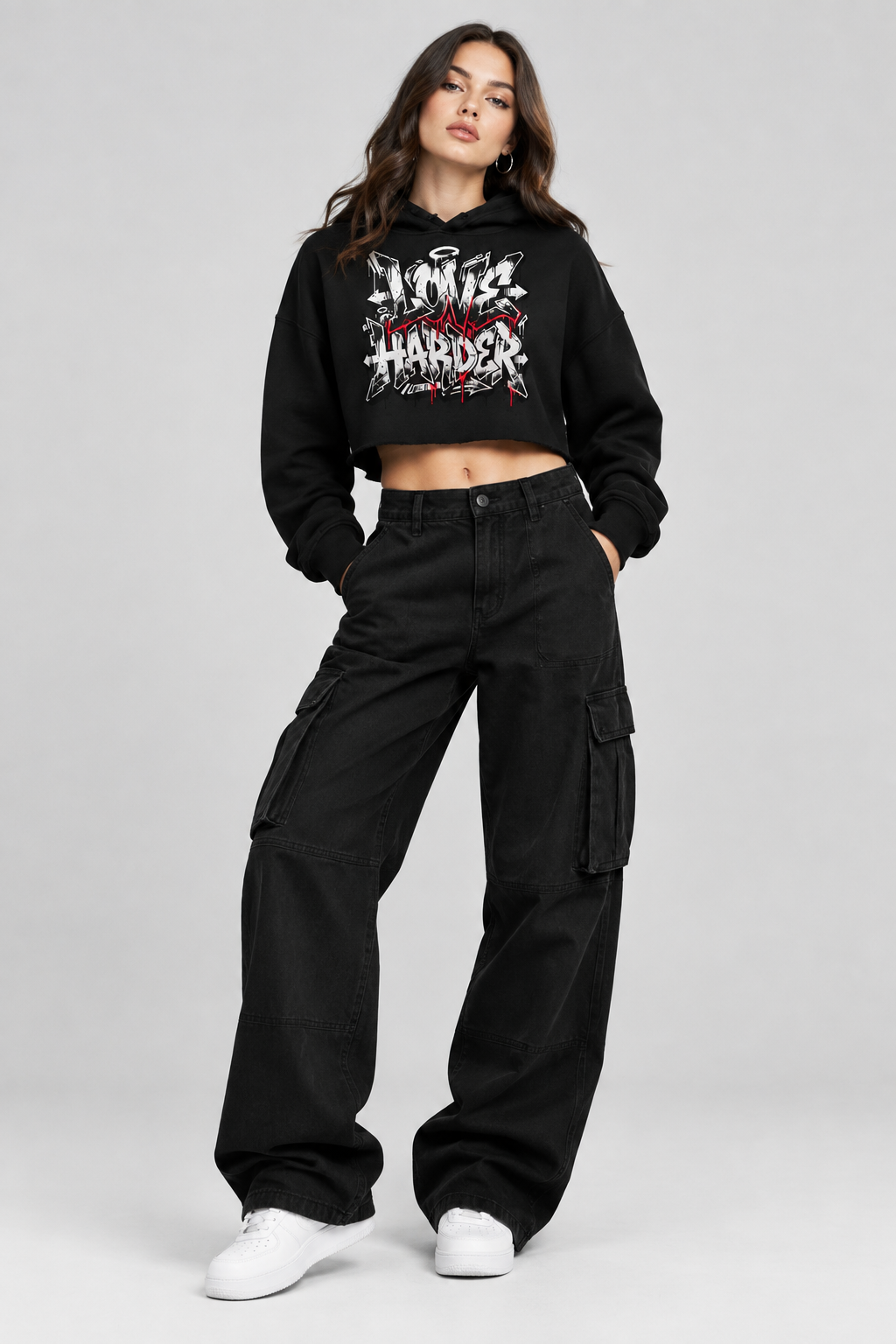 Love harder Crop Hoodie - Alivwood