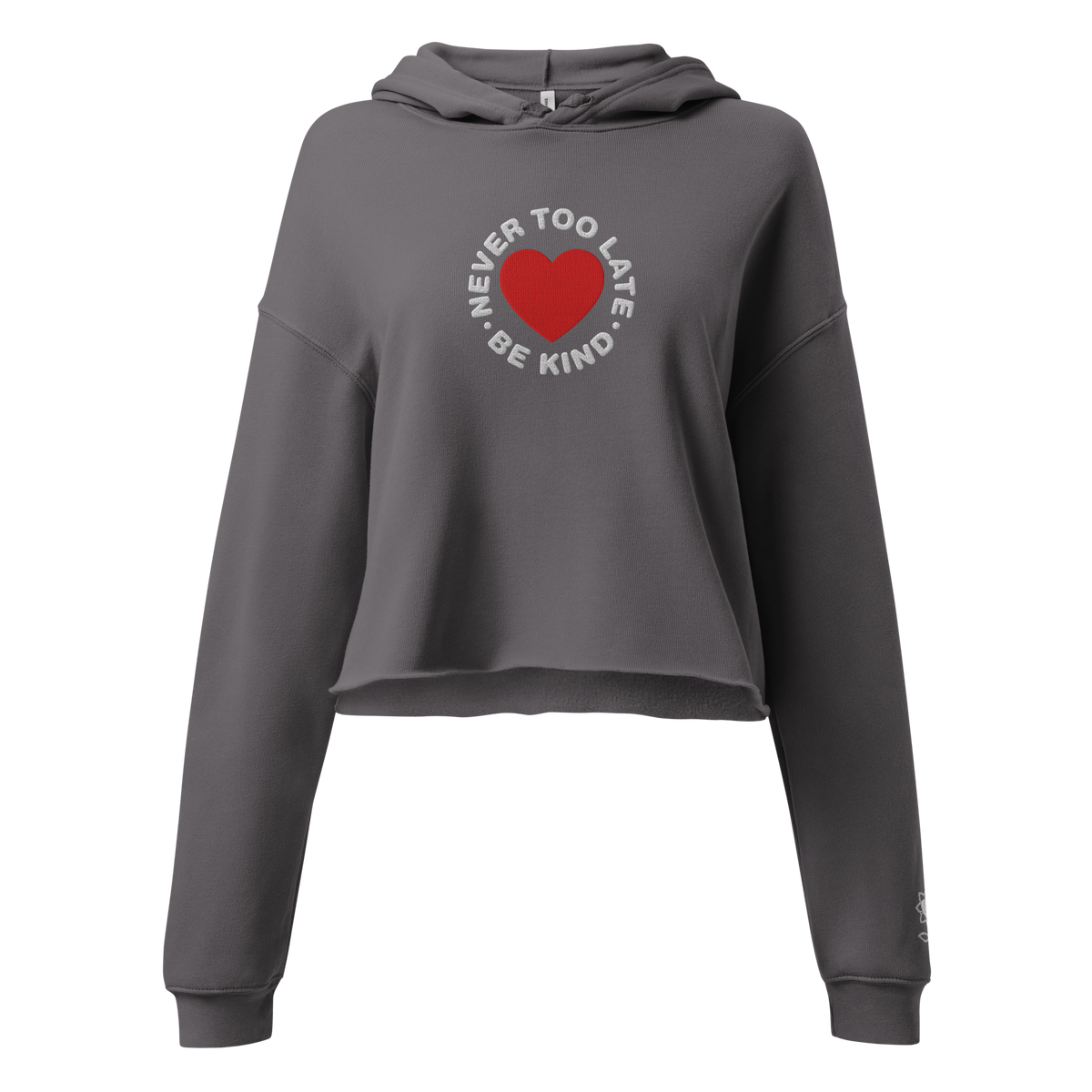 Never too late Embroidery Crop Hoodie - Alivwood