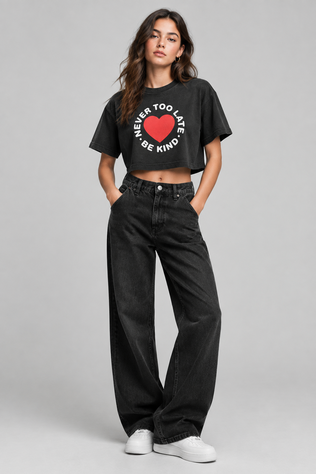 Never too late Women’s garment dye cropped tee - Alivwood