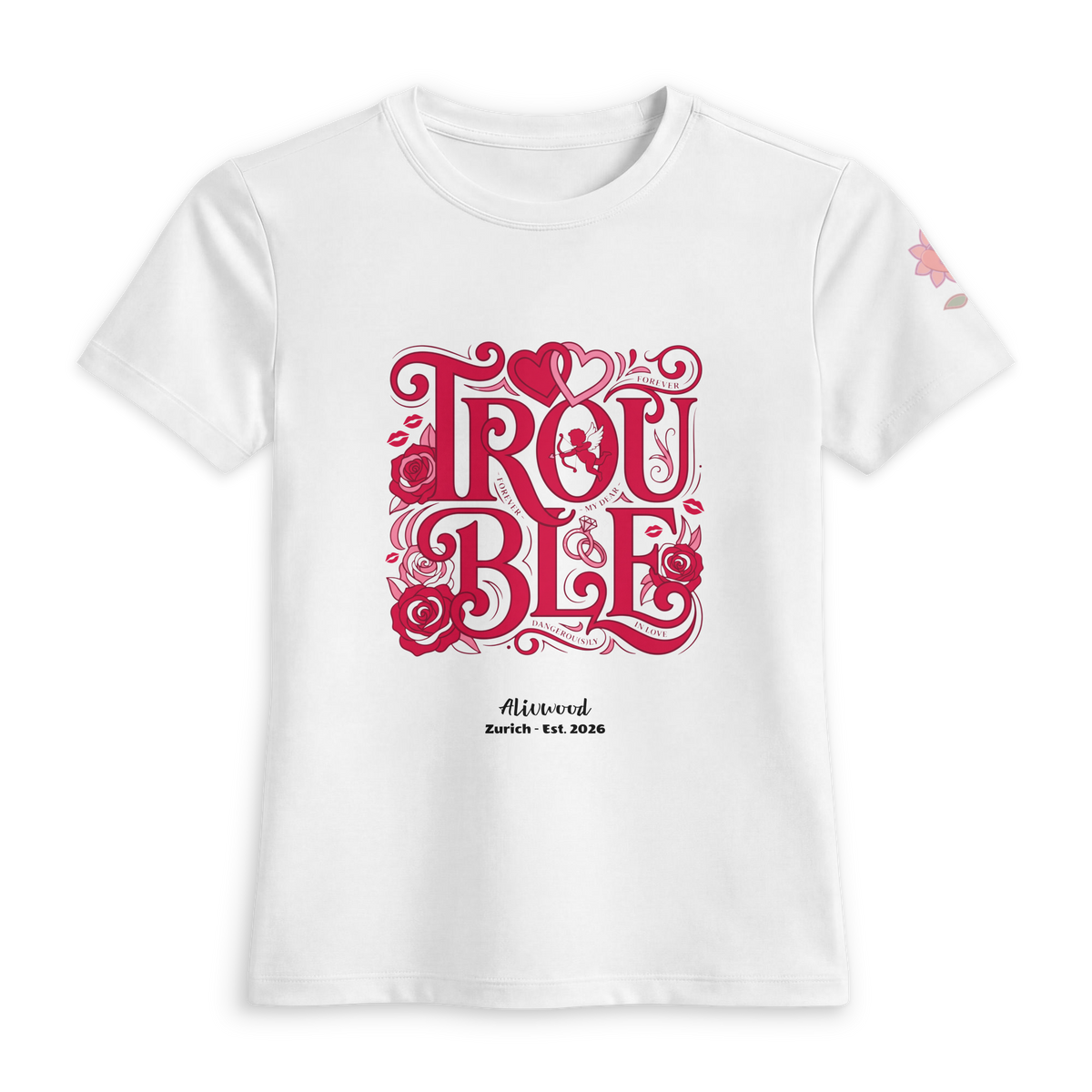 Trouble Women's luxe fitted tee - Alivwood