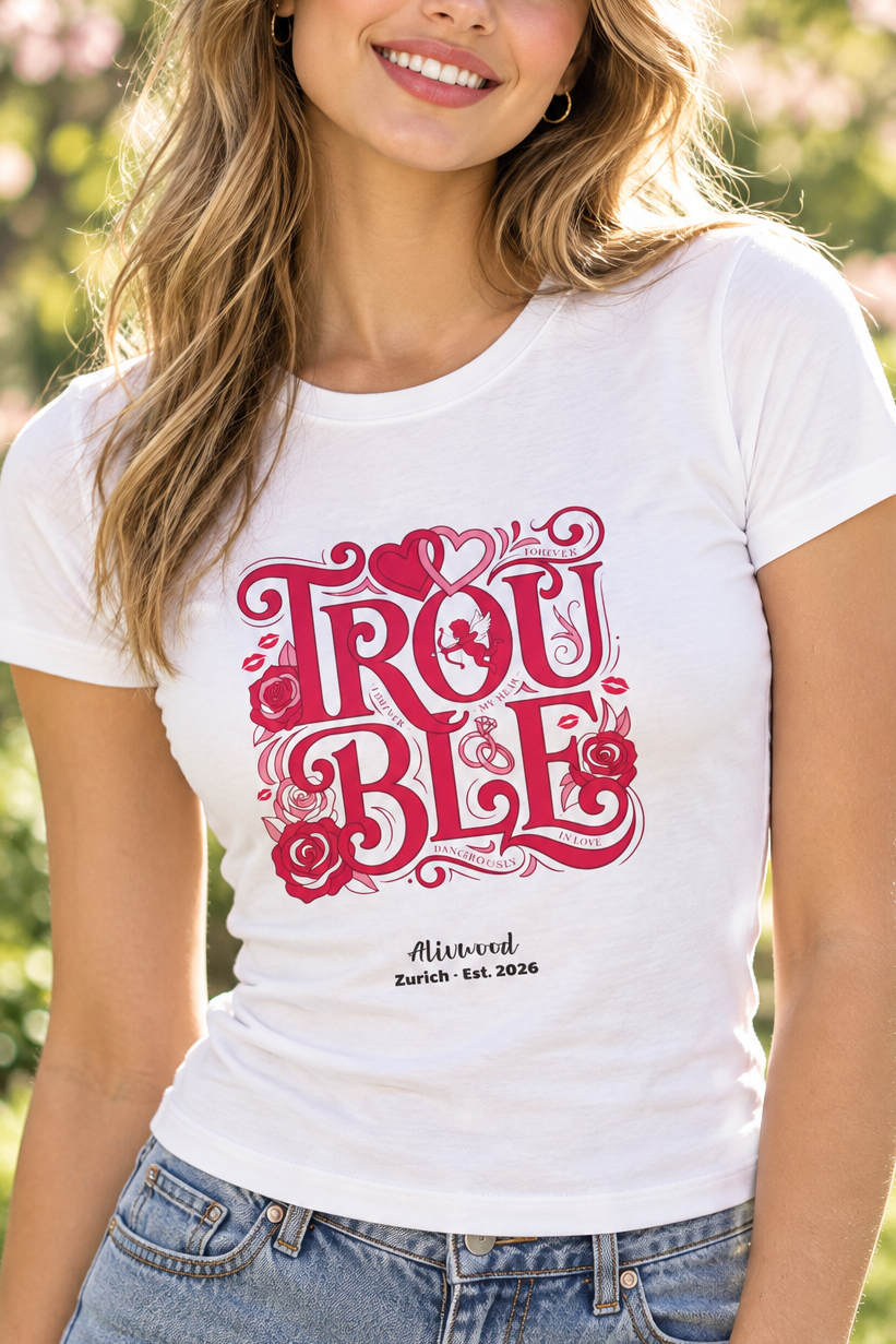 Trouble Women's luxe fitted tee - Alivwood
