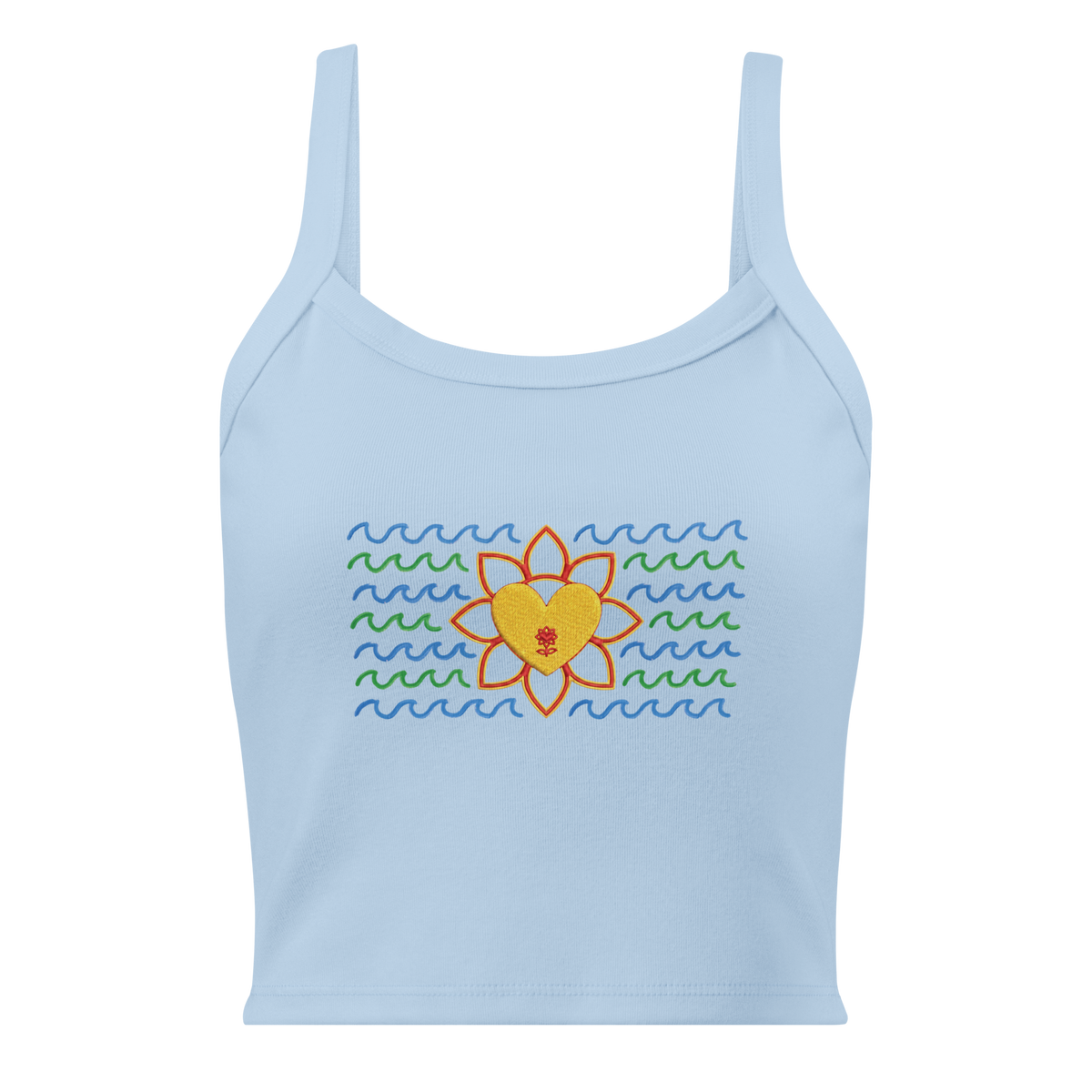 Flower and waves Women’s micro-rib tank top - Alivwood