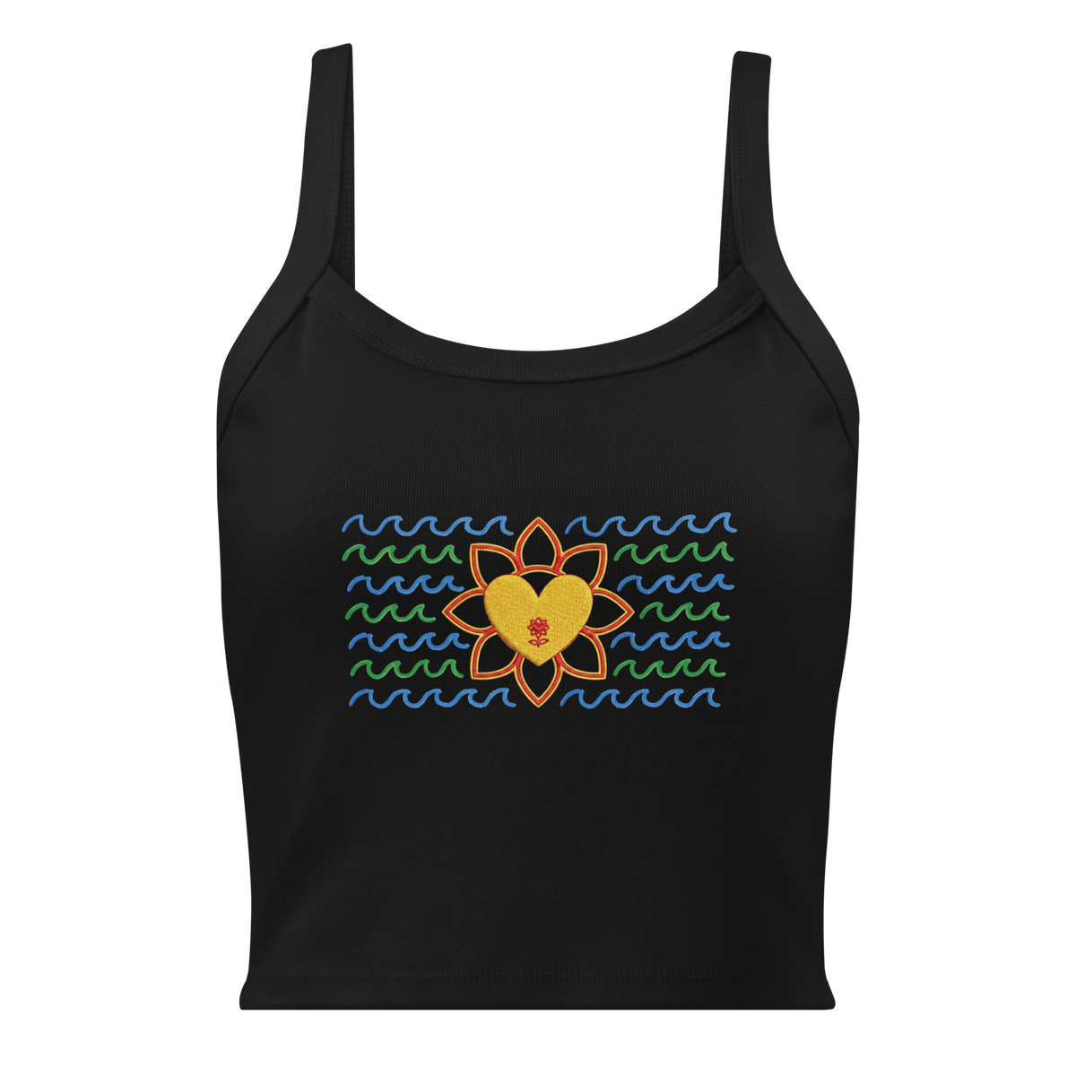 Flower and waves Women’s micro-rib tank top - Alivwood
