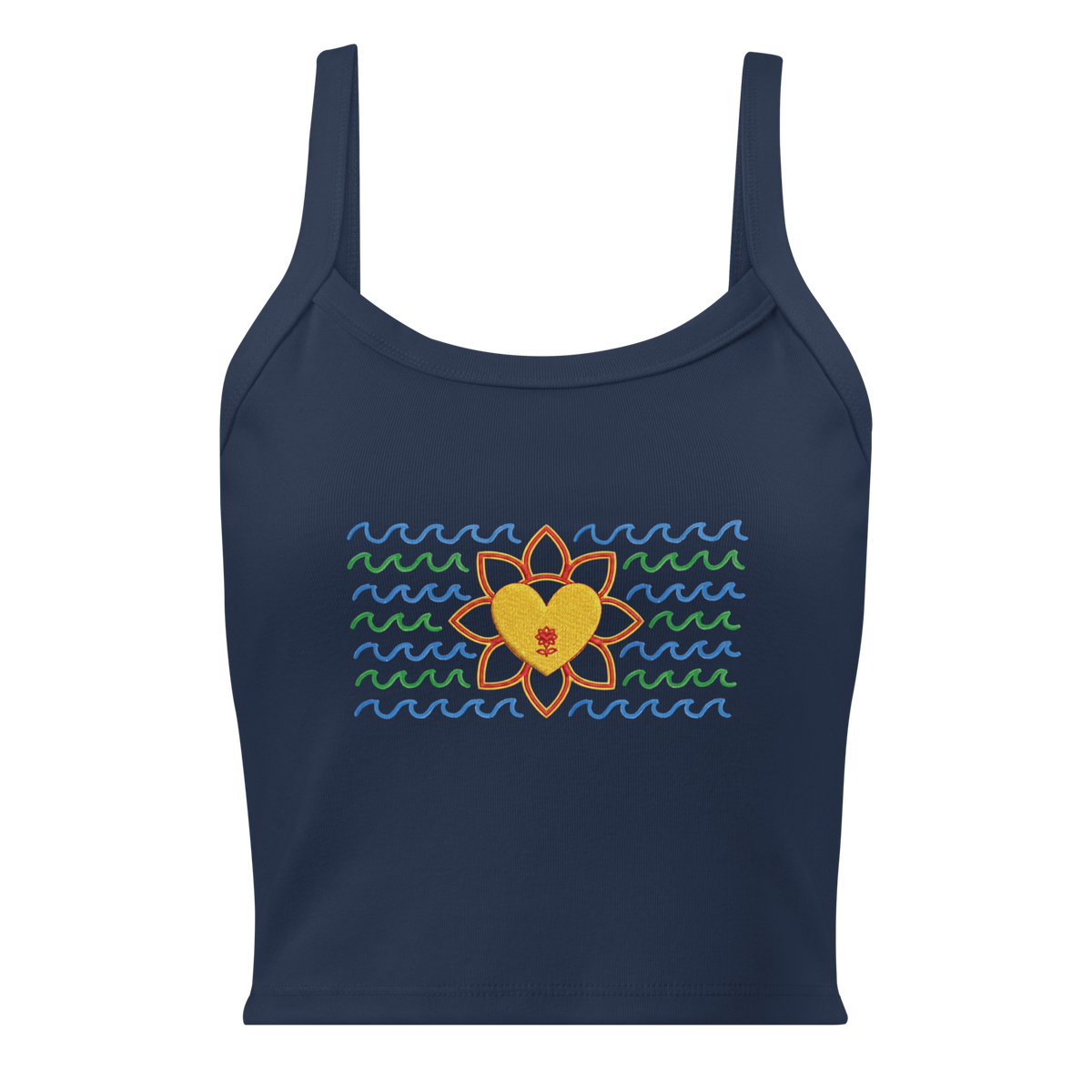 Flower and waves Women’s micro-rib tank top - Alivwood