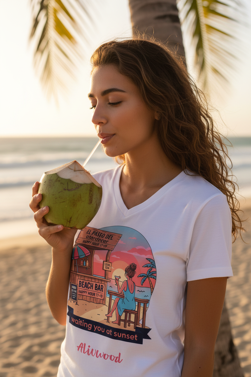 Waiting you at sunset Women’s relaxed v-neck t-shirt